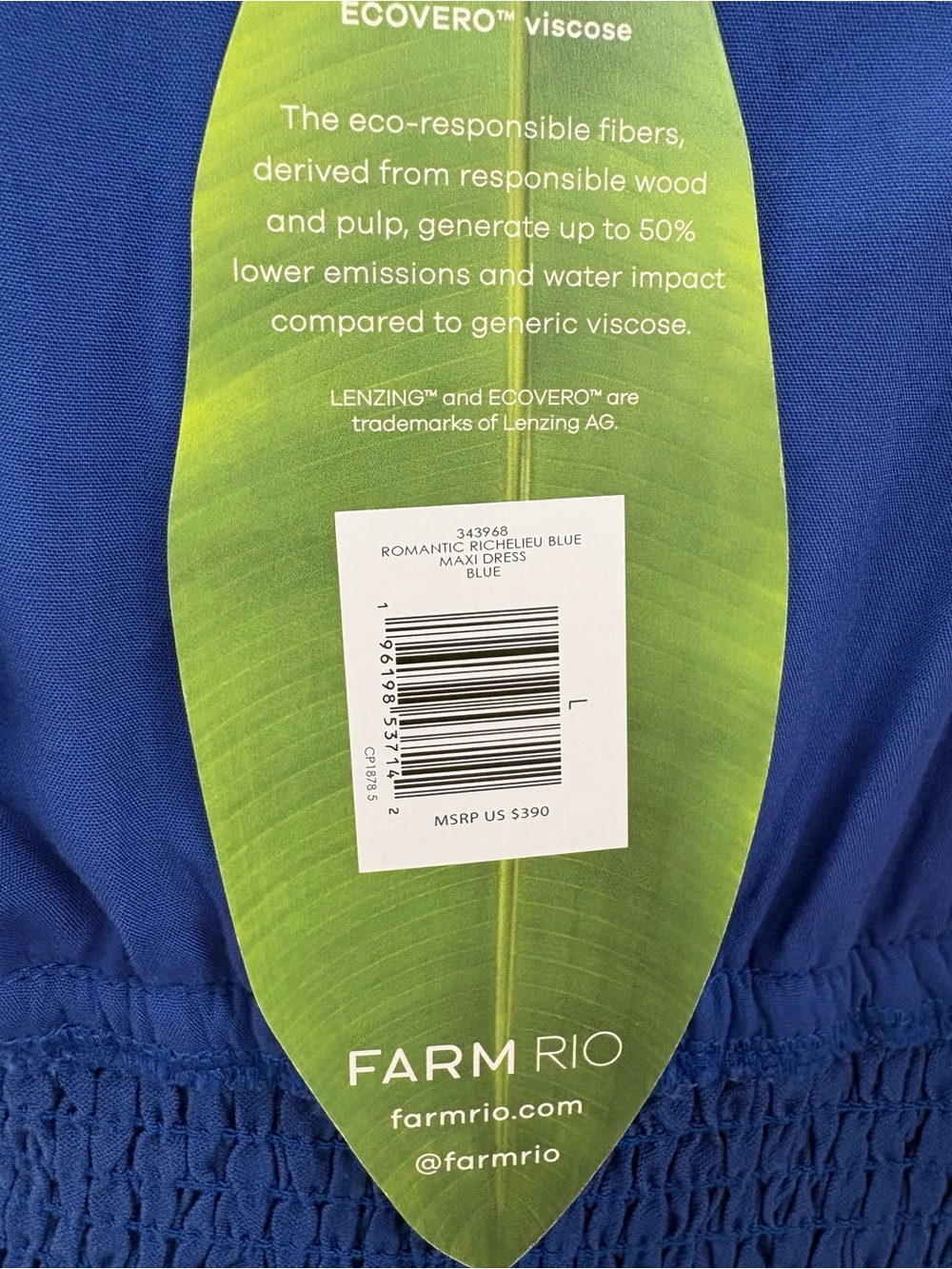 Farm Rio Blue Romantic Richelieu Maxi Dress - Picture 7 of 8